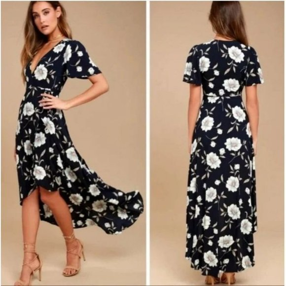 Lulu's Dresses New Lulus Xl Lake Como Floral Wrap Midi Dress Poshmark